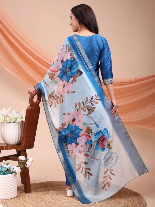 AYUKTA INTERNATIONAL
Women Art Silk Kurti Pant Dupatta Set - 3XL