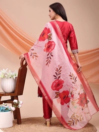 AYUKTA INTERNATIONAL
Women Art Silk Kurti Pant Dupatta Set - XL