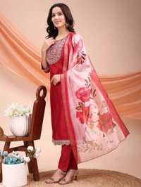 AYUKTA INTERNATIONAL
Women Art Silk Kurti Pant Dupatta Set - XXL