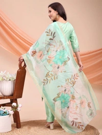 AYUKTA INTERNATIONAL
Women Art Silk Kurti Pant Dupatta Set - S