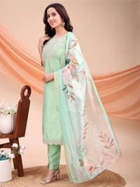 AYUKTA INTERNATIONAL
Women Art Silk Kurti Pant Dupatta Set - XL