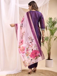 AYUKTA INTERNATIONAL
Women Art Silk Kurti Pant Dupatta Set - S