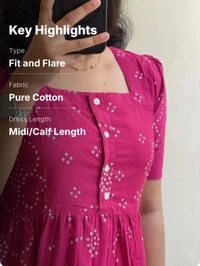 Ajmera Creation
Women Fit and Flare Pink Midi/Calf Length Dress - M