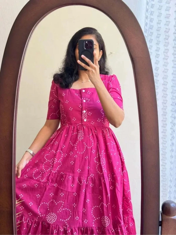 Ajmera Creation
Women Fit and Flare Pink Midi/Calf Length Dress - XL