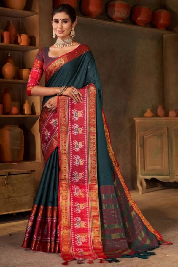 SuperLaxmi
Temple Border Narayanpet Cotton Silk Saree
(Dark Green)