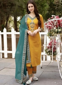 ANJIKI
Women Cotton Blend Kurti Pant Dupatta Set