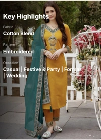 ANJIKI
Women Cotton Blend Kurti Pant Dupatta Set - XXL