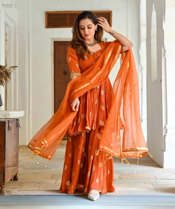 Palki Fashions
Women Viscose Rayon Kurta Sharara Dupatta
Set - 6XL