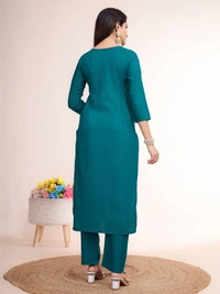 Women Jacquard Kurta Pant Set - S