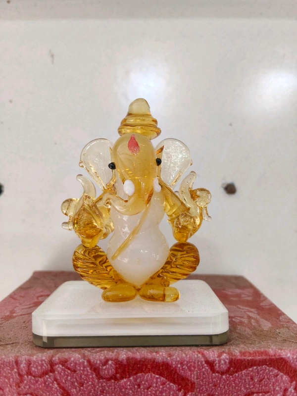 Elegant Crystal Ganesh Idol – Golden Finish