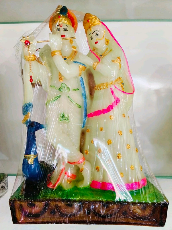 Elegant Radha Krishna Radium Stone Statue – Divine Home Décor & Spiritual Gift(7×12) Inches