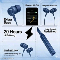 Wireless in-Ear Neckband Bluetooth Earphones with 10mm Drivers, Rich Music Experience, Above 20 Hours Playtime, Type C Fast Charging, Neckband Earphones - Blue