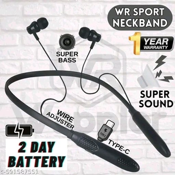 BT SPORTS Bluetooth Earphones Wireless Neckband | BT Sport Headset with Mic | 15H Playtime, Adjustable Fit, High Bass & Durable Braided Cable - Black