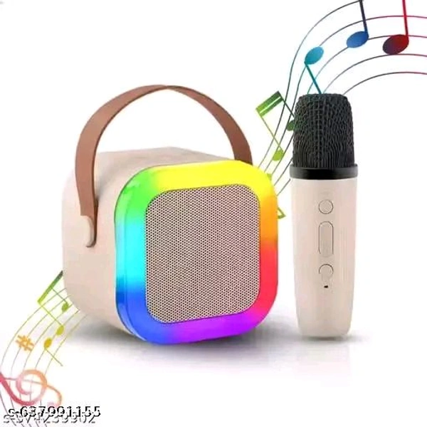 Newly Launched Fusion Tunes 5W Mini Bluetooth Speaker, Wireless Karaoke Mic, 4Hrs Playtime, Dim Night RGB Lights, 5 Voice Effects, Multi-Play Modes BT4.1/TF Card & Type-C Charging