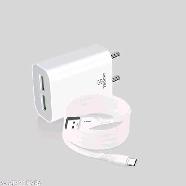 33 Watt Dual Port Charger, Fast Charging, Ultra Fast Charger, Type-C & Micro Usb Charger, Charger for Mobile with Detachable Red & White Cable, 1 Meter Cable