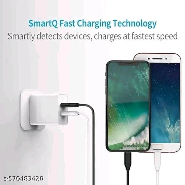 33 Watt Dual Port Charger, Fast Charging, Ultra Fast Charger, Type-C & Micro Usb Charger, Charger for Mobile with Detachable Red & White Cable, 1 Meter Cable