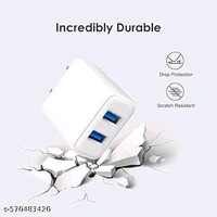 33 Watt Dual Port Charger, Fast Charging, Ultra Fast Charger, Type-C & Micro Usb Charger, Charger for Mobile with Detachable Red & White Cable, 1 Meter Cable