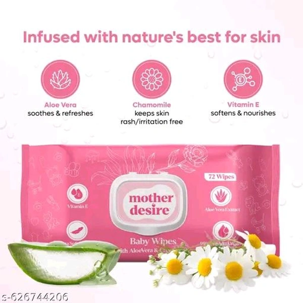 Mother’sDesire Soft Baby Wipes | Pack of 4 – 288 Wipes | Alcohool-Free, Moisturizing & Rash-Free Wipes
