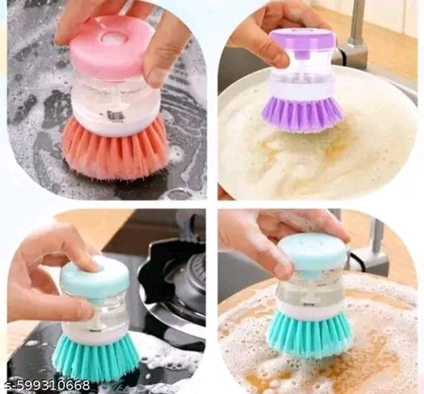 Dish\ Washbasin Cleaning Brush, Liquid Shop Dispenser, Durable Non-Scratch Bristles & Ergonomic Handle | Easy Refill | Pack Of 2