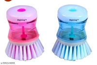 Dish\ Washbasin Cleaning Brush, Liquid Shop Dispenser, Durable Non-Scratch Bristles & Ergonomic Handle | Easy Refill | Pack Of 2
