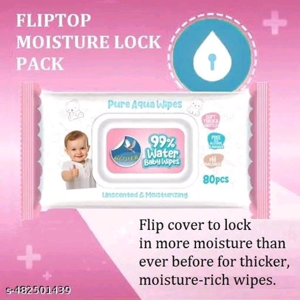 Glider Natural Care Sensitive 99% Water Based Baby Wipes with Aloe Vera and Vitamin E ( Pack of 3 ( 240 Wipes )