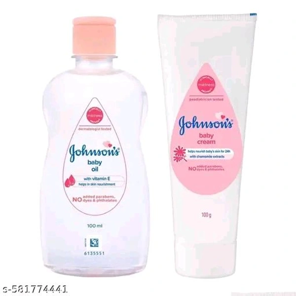 Baby Oil Johnson's Baby Oil with Vitamin E 100ml & Baby Cream 100g (Pack of 2)