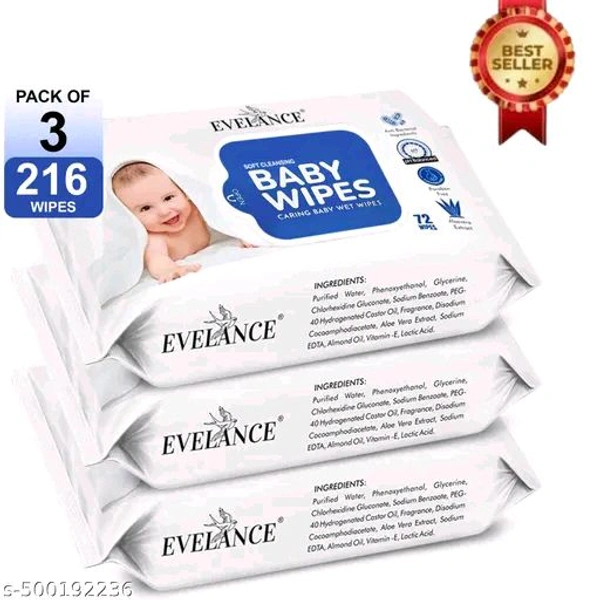 Baby Wipes 72 Sheets pack of 3/Without Lid