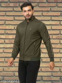 Wild Cops Casual Winter Wear Jackets For Men's Solid Wind Cheater Jacket With Zipper Ribbed Waist And Ribbed Wrist Cuffs For Perfect Fit Casual And Sports Jacket - L