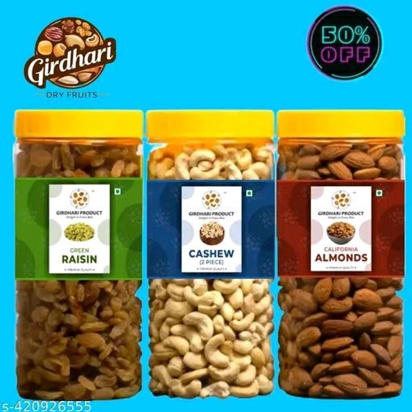 ( 100gms each )Girdhari Mix Nuts Cashew, raisins and Almonds || 300gm