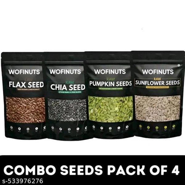 Raw Chia Seeds, Flax Seeds, Pumpkin Seeds, and Sunflower Seeds combo Pack of 4 (50gm EACH) for Weight Loss, Strong Bones, Hair growth with Omega 3, Fiber, Calcium, Magnesium, Iron, and Zinc - 50GM Each Combo Pack (Total 200gm)