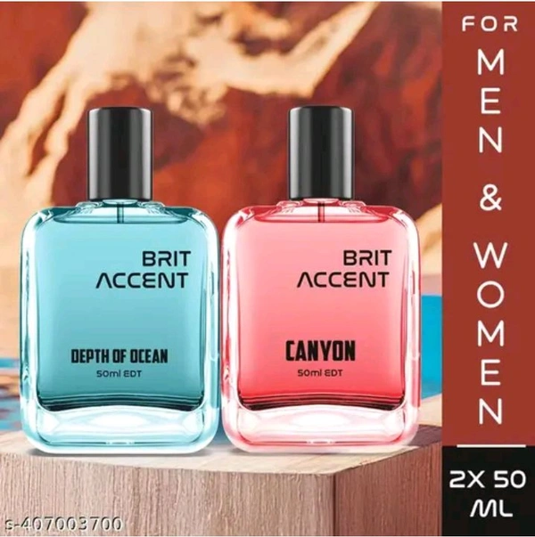 BRIT ACCCENT Combo Pack Of 2 Depth Of Ocean-Canyon|Parfum| Long-Lasting Specially Currated Eau de Toilette - 100 ml (For Men & Women)