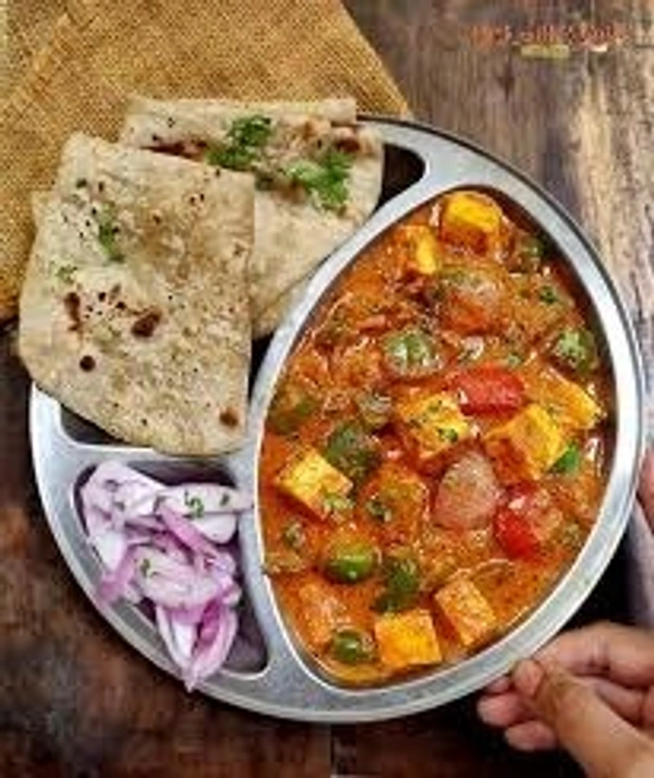 Paneer Sabji + 4 Butter Roti + Achar