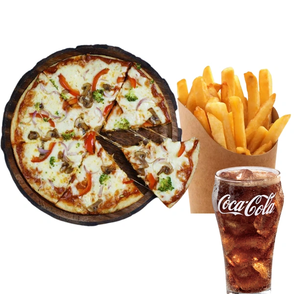Paneer Pizza(M) + Fries + 2 Mocktails - Any Mocktails