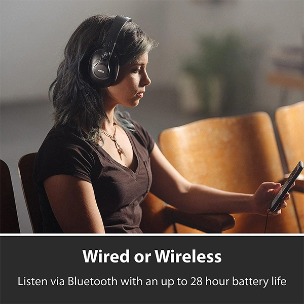 AKG K361BT Bluetooth Wireless Over Ear Headphones with Mic - Black, New