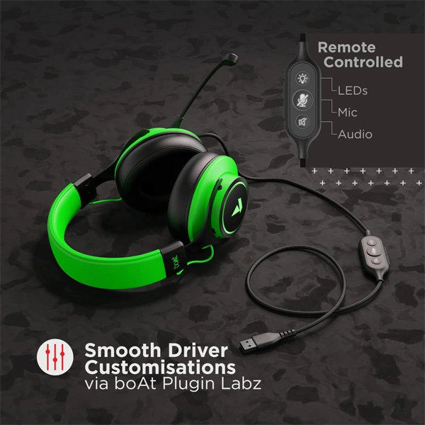 boAt Immortal IM1000D Dual Channel Gaming Headphones - Green - Green