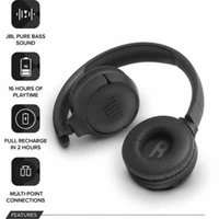 JBL Tune 500BT Wireless On-Ear Headphones with Mic - Black, New