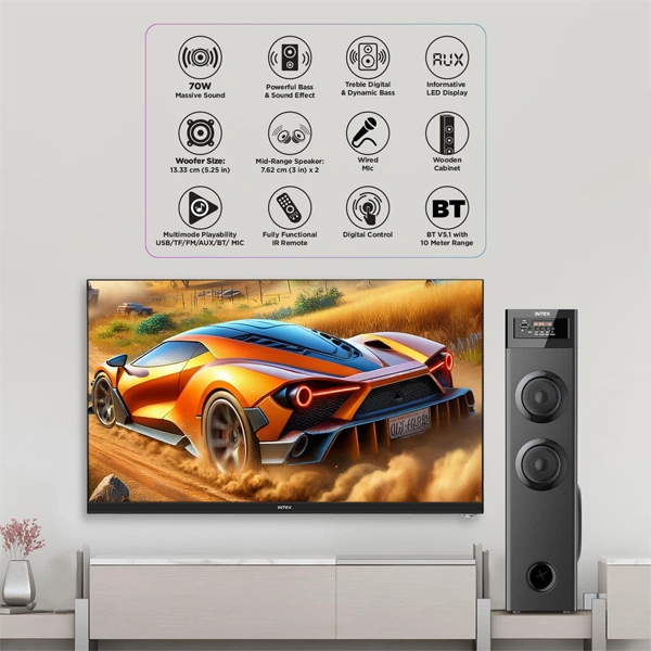 Intex Thunder 700 (S) 70W Tower Speaker - Black, New