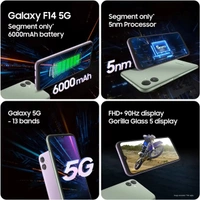 Samsung F14 5G Mobile Phone - B.A.E. Purple, 6GB RAM + 128GB Storage - B.A.E. Purple