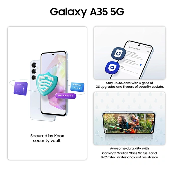 Samsung Galaxy A35 5G Mobile Phone - Awesome Lilac, 8GB RAM + 128GB Storage - Awesome Lilac, New