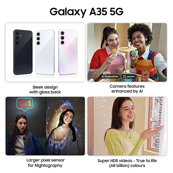 Samsung Galaxy A35 5G Mobile Phone - Awesome Lilac, 8GB RAM + 128GB Storage - Awesome Lilac, New