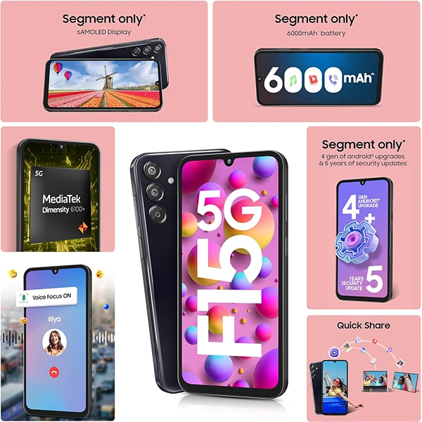 Samsung Galaxy F15 5G Mobile Phone - Jazzy Green, 6GB + 128 GB Storage - Jazzy Green, New