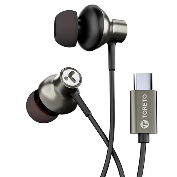 Toreto Zen Type-C Wired Earphones - Black, New