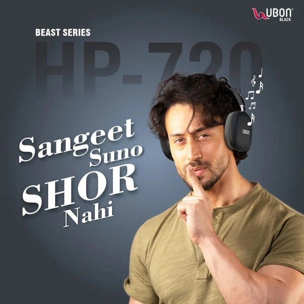 Ubon HP-720 Beast Series Designer Headphones - Black - Black, New