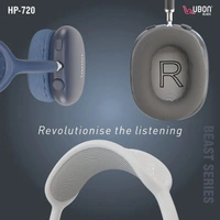 Ubon HP-720 Beast Series Designer Headphones - Black - Black, New