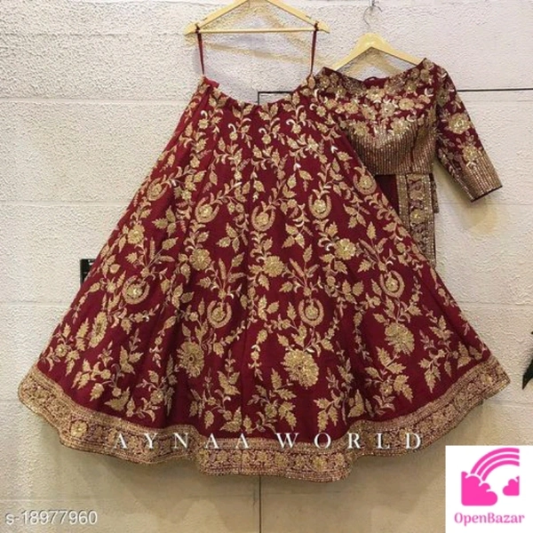 Women Partywear Embroidered Lehenga 