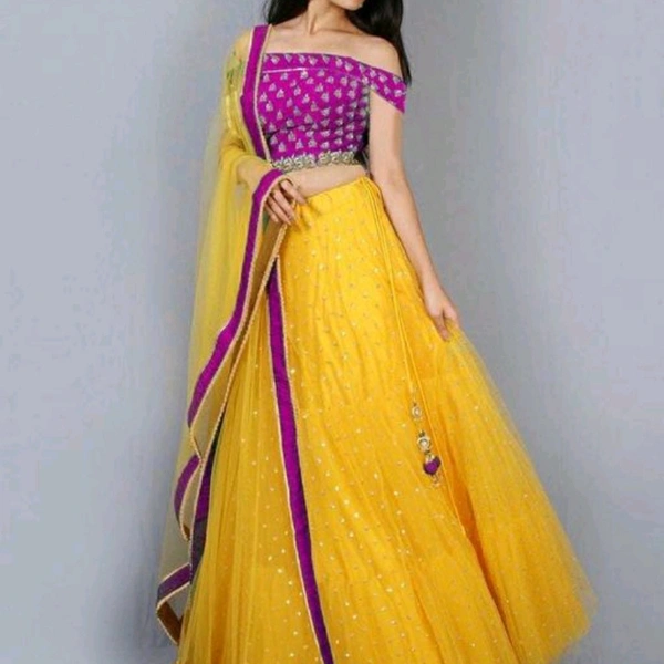 Embroidered Net Lehenga 