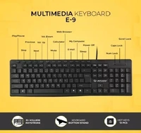 LAPCARE E9 Wired USB Multi-device Keyboard (Black) - Black
