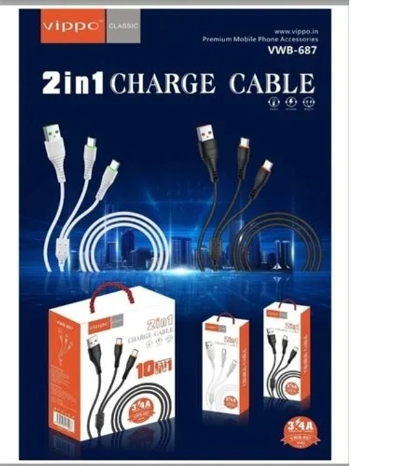 VIPPO 2 In 1 Fast Charging Cable 3.4