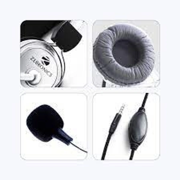ZEBRONICS ZEB-1001HMV Wired Headset With MIC Wired Headset (Silver, Black, On the Ear)