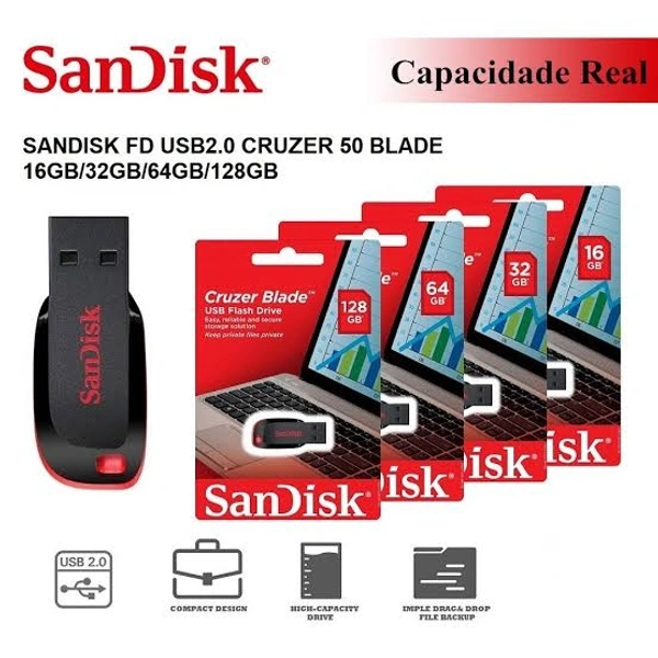 SANDISK Pendrive Sandisk Cruzer Blade Usb 2.0 - Red, 64
